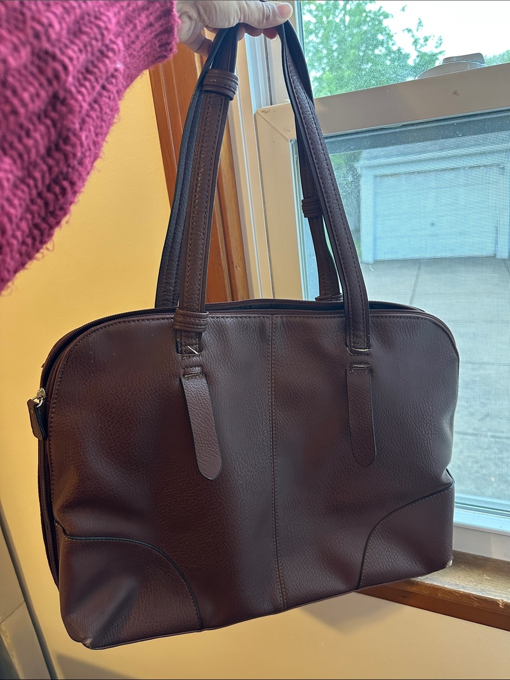 Brown Soft Leather Spacious Shoulder Office Bag - Classic Carryall